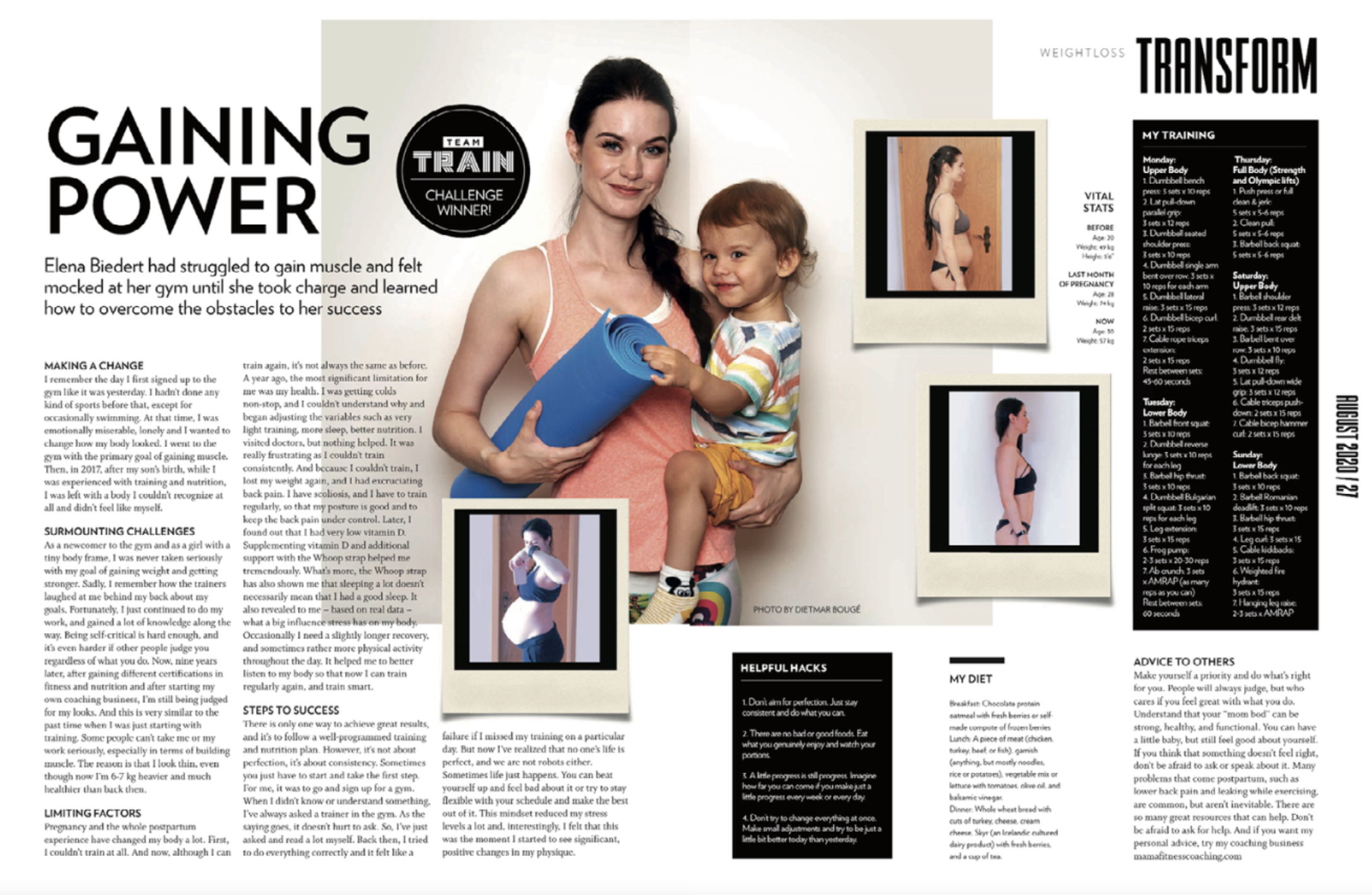 A story of Elena Biedert featured in TRAIN FOR HER Magazine A story of Elena Biedert featured in TRAIN FOR HER Magazine