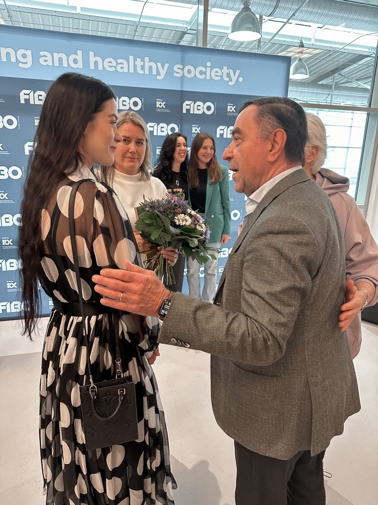 Elena Biedert together with Herman Rutgers and Johanna Riihijärvi at Ladies Lunch at FIBO trade show during RX Female Award